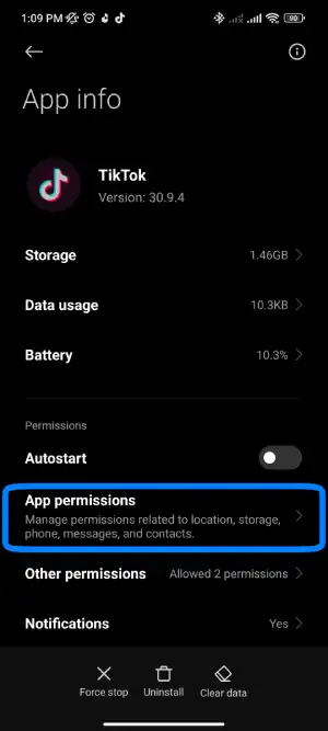 Select App Permission