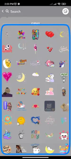 Tap On the Search Bar | Send GIFs on Snapchat