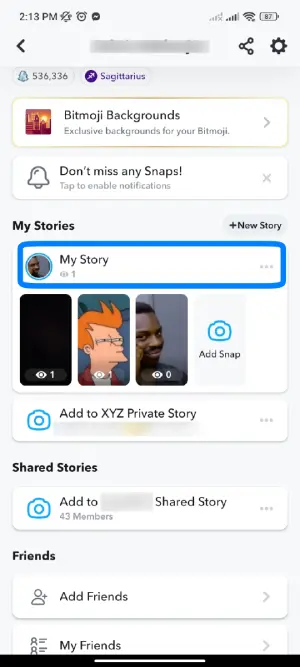Tap On ‘My Story’ Heading On Your Profile
