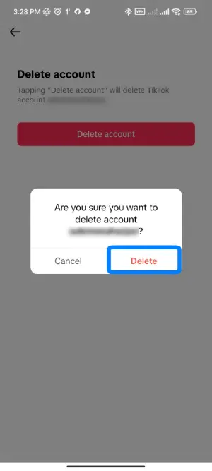 Step 12: Delete The TikTok Account