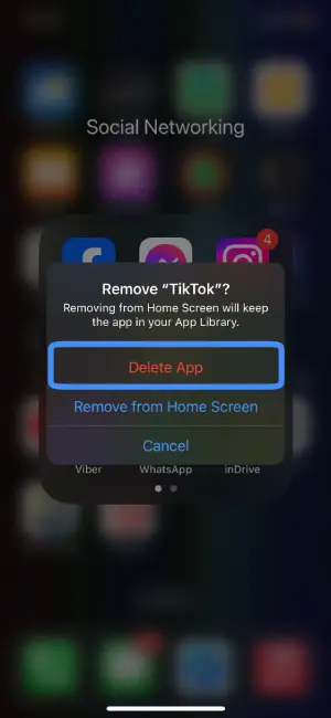 Step 3: Detele TikTok App