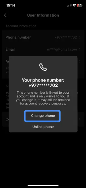 Step 7: Add Phone Number Or Select “Change Phone”