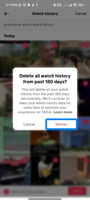 Step 4: Delete Your TikTok Watch History