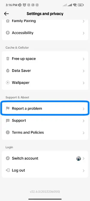 Step 4: Navigate To “Report A Problem”