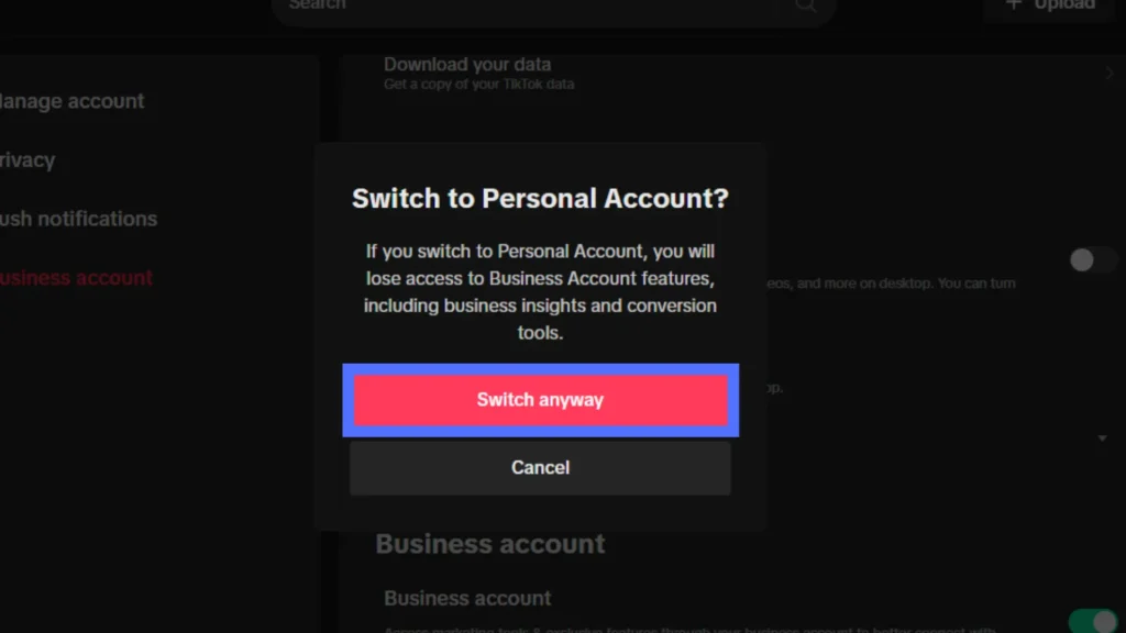 Step 6: Switch Back To Personal Account